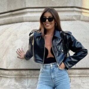 ZARA FAUX LEATHER CROP JACKET